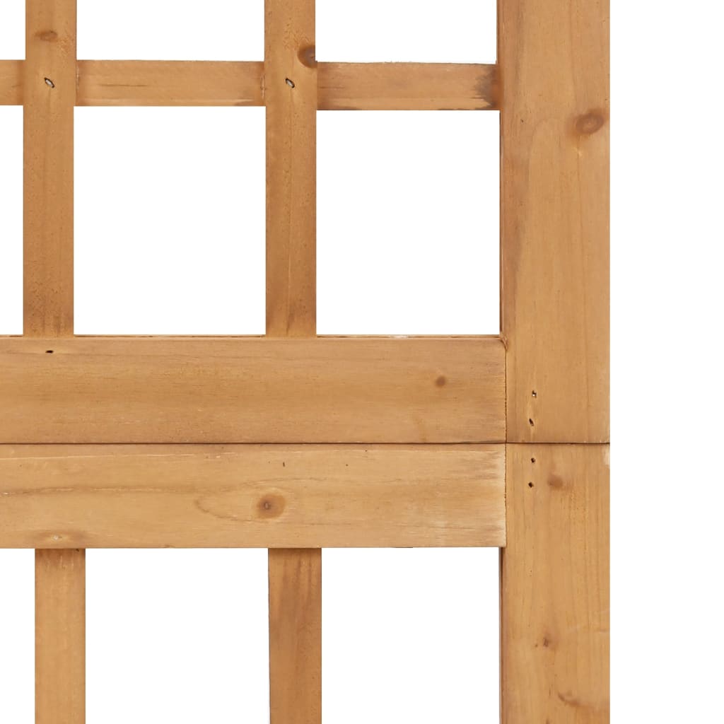 Close-up of solid fir wood trellis panel in natural finish for outdoor patio furniture and garden settings.