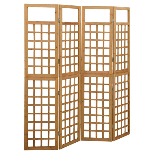 4-Panel Room Divider/Trellis Solid Fir Wood 161x180 cm for plants and privacy indoors
