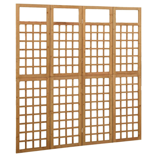 4-Panel Room Divider/Trellis Solid Fir Wood 161x180 cm, perfect for indoor use and plant support, wood trellis room divider.