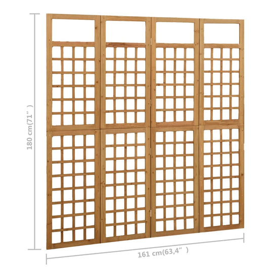 4-Panel Room Divider/Trellis Solid Fir Wood 161x180 cm usable as plant support or privacy screen indoors or outdoors