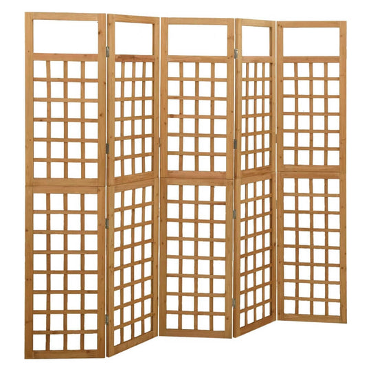 5-Panel Room Divider/Trellis Solid Fir Wood 201.5x180 cm showcasing a durable and stylish design for indoor and outdoor use.