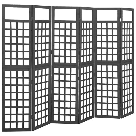 6-Panel Room Divider/Trellis Solid Fir Wood 242.5x180 cm for indoor patio use, supporting climbing plants, providing privacy and decor.
