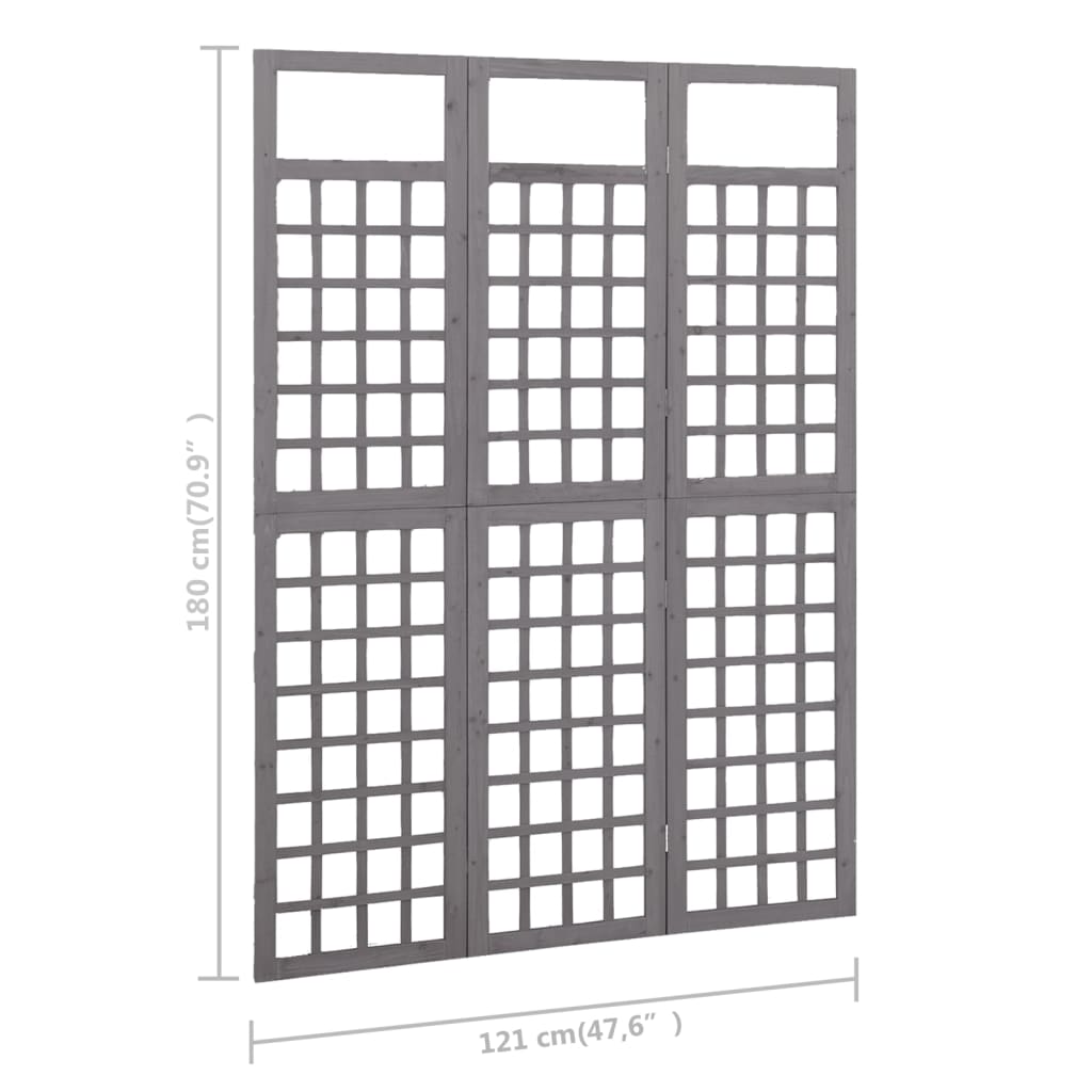 Black 5-panel trellis solid fir wood room divider for garden or patio, measuring 201.5x180 cm, perfect for plants and privacy.