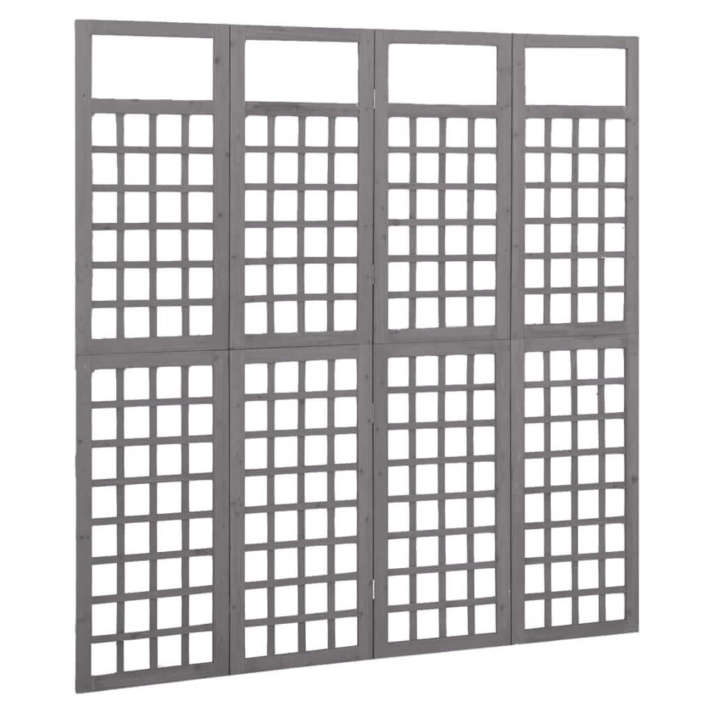 4-Panel Room Divider/Trellis Solid Fir Wood 161x180 cm provides plant support and privacy indoors, durable and versatile.