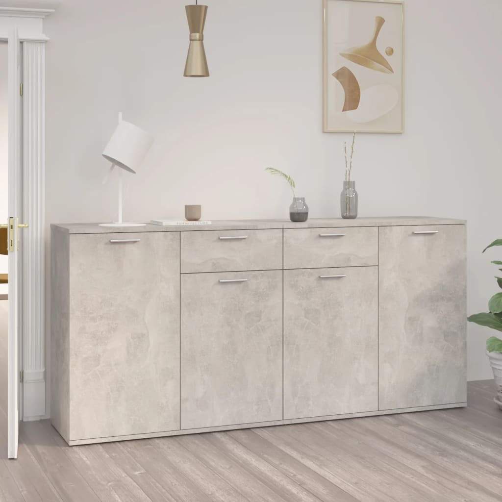 Sideboard Concrete 160x36x75 cm Engineered Wood , Furniture -> Cabinets & Storage -> Buffets & Sideboards , Buffets & Sideboards,Cabinets & Storage -,Durable,eligant,Furniture -,Home & Garden -,Modern Design,new-305021,Wooden Furniture