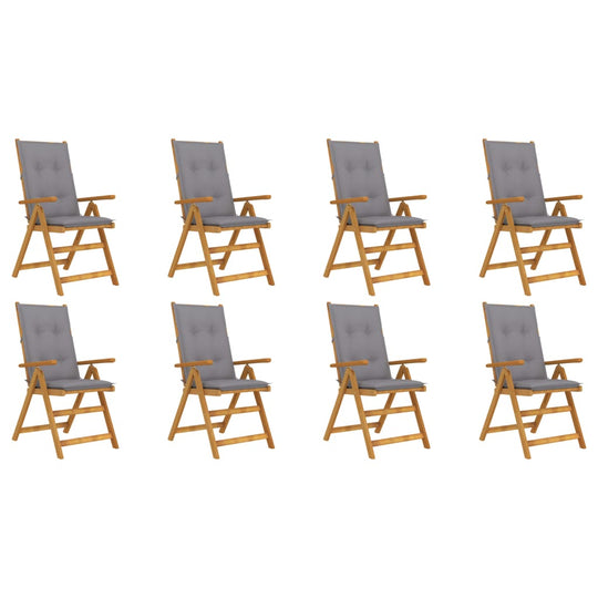 Folding Garden Chairs with Cushions 8 pcs Solid Acacia Wood , Furniture -> Outdoor Furniture -> Outdoor Seating -> Outdoor Chairs , Chairs -,Decor -,Durable,eligant,Furniture -,Home & Garden -,Modern Design,new-305021,Outdoor Chairs,Outdoor Furniture -,Ou