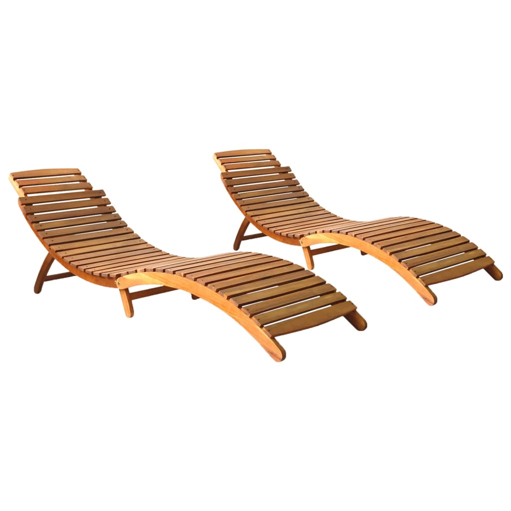 Sun Loungers 2 pcs Solid Acacia Wood , Furniture -> Outdoor Furniture -> Outdoor Seating -> Sunloungers , Durable,eligant,Furniture -,Home & Garden -,Modern Design,new-305021,Outdoor Furniture -,Outdoor Seating -,Sunloungers,Wooden Furniture