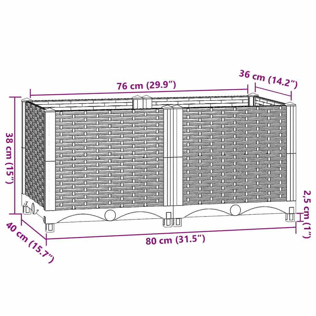 سرير مرتفع 80×40×38 سم، مصنوع من البولي بروبيلين