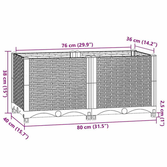 سرير مرتفع 80×40×38 سم، مصنوع من البولي بروبيلين