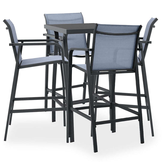 5 Piece Garden Bar Set Black and Grey