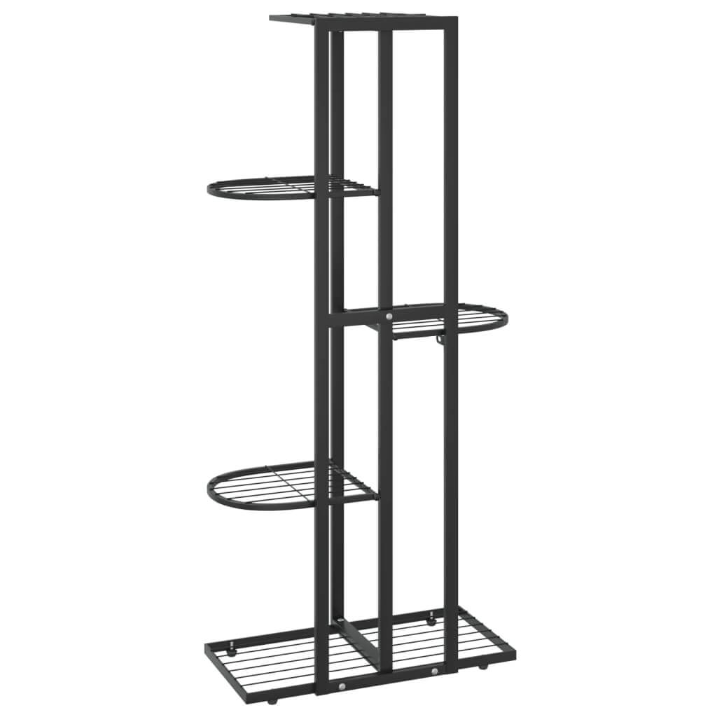 5-Floor Flower Stand 43x22x98 cm Metal, black metal plant rack with 5 tiers for displaying plants, sturdy and durable indoor stand.