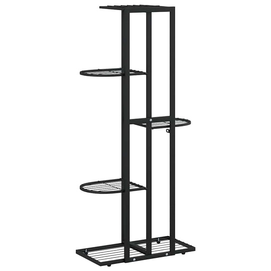Black metal 5-Floor Flower Stand 43x22x98 cm with five tiers for plants and decor, sturdy and space-saving design.