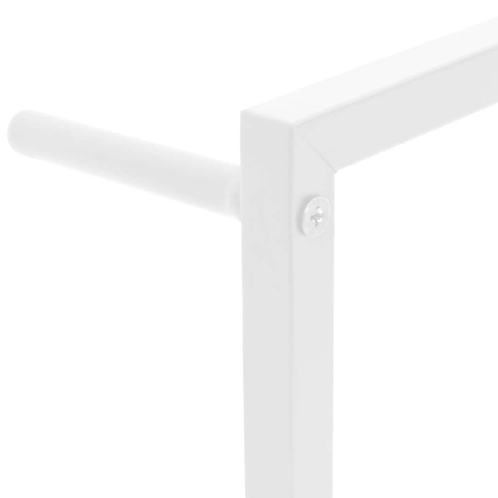 Close-up view of a white Towel Rack 45x10x115 cm Steel showcasing sturdy design and durable wall-mounted structure for bathroom organization.