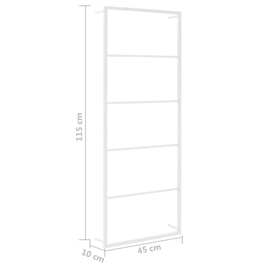 White Towel Rack 45x10x115 cm Steel with multiple shelves for bathroom use.