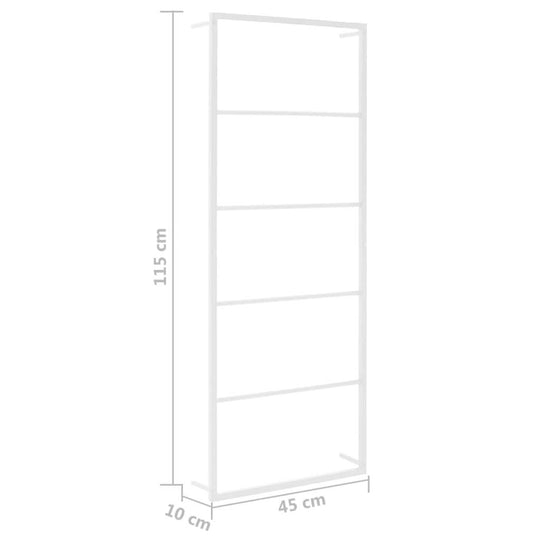 White Towel Rack 45x10x115 cm Steel with multiple shelves for bathroom use.