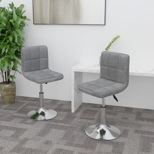 Swivel Dining Chairs 2 pcs Light Grey Fabric