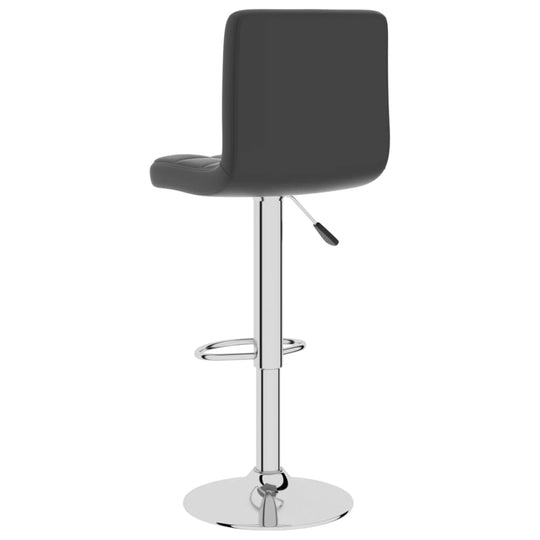 Adjustable black faux leather bar stool with chrome base and footrest, ideal for outdoor and patio living spaces.