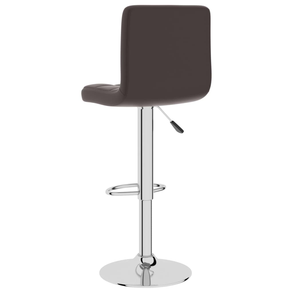 Brown faux leather bar stool with chrome base, height adjustable, stylish for outdoor and indoor living spaces.