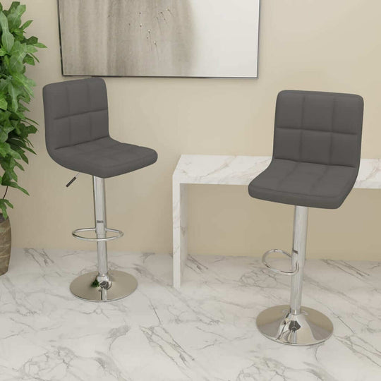 Bar Stools 2 pcs Dark Grey Fabric