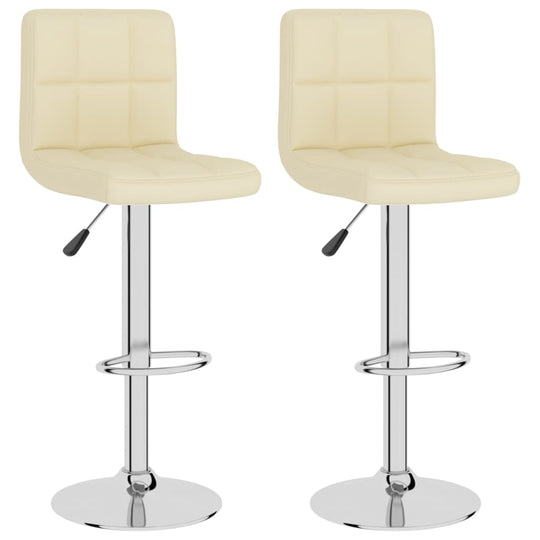 Bar Stools 2 pcs Fabric with chrome base and footrest, height adjustable, soft upholstered seating, ideal for kitchen or bar area.