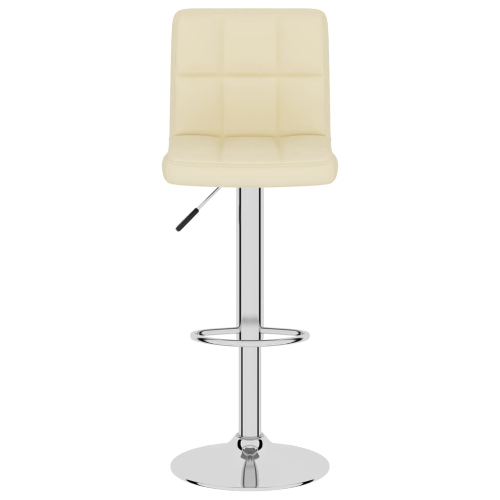 Cream fabric bar stool with adjustable chrome base, ideal for outdoor living spaces and patio furniture.