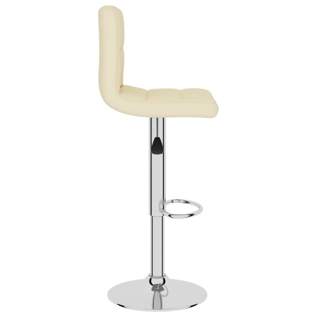 Cream fabric bar stool with chrome base, adjustable height, ideal for outdoor furniture and patio settings.