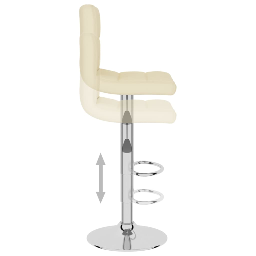 Cream fabric bar stool with chrome base and adjustable height, perfect for outdoor living space and patio furniture.