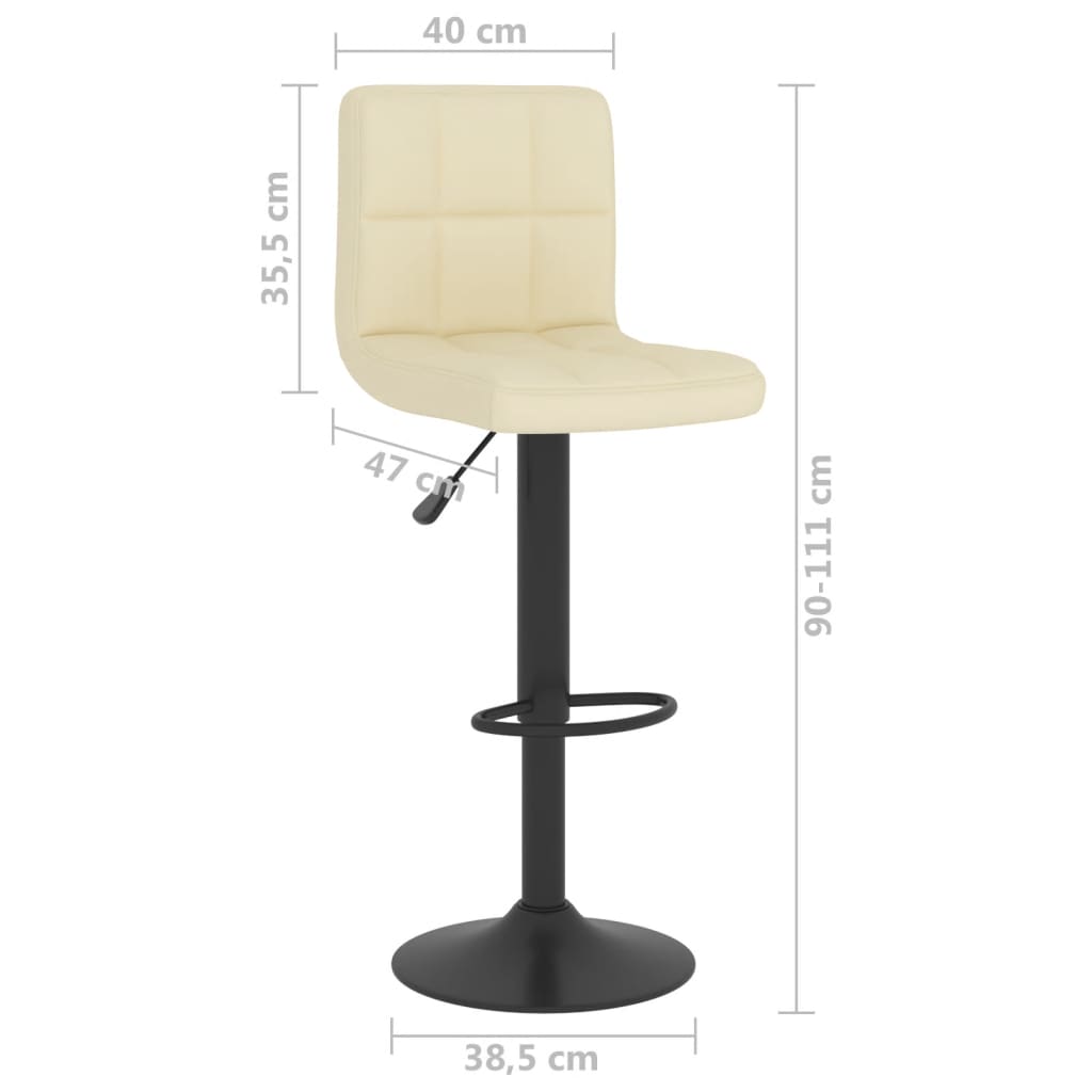 Bar Stool Fabric with soft upholstery, chrome base, footrest, and adjustable height mechanism. Beige color with dimensions indicated.