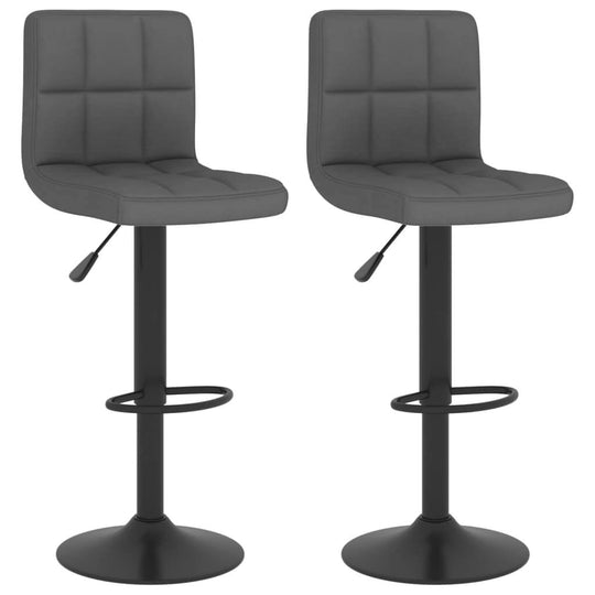 Bar Stools 2 pcs Dark Fabric with chrome-finished base and adjustable height, featuring built-in footrest for optimal comfort.
