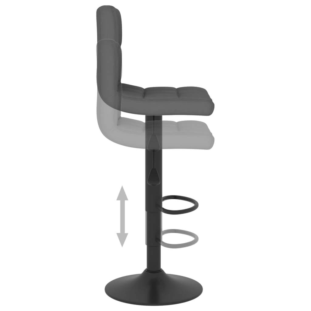 Dark grey fabric bar stool with adjustable height and chrome base, perfect for outdoor and patio furniture settings.