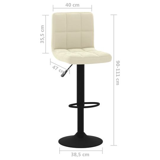 Cream velvet bar stool with adjustable height and sturdy black base, perfect for outdoor and home patio furniture.