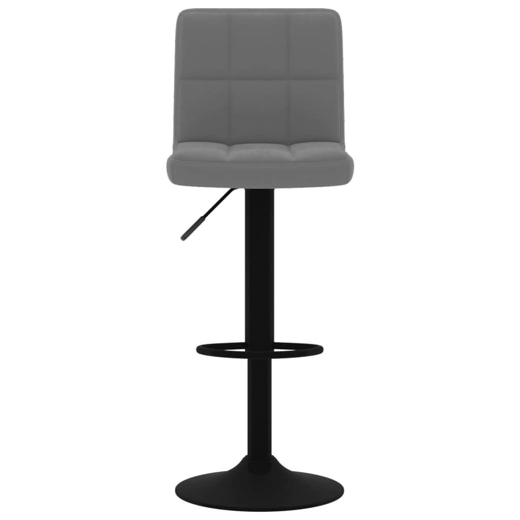 Dark grey velvet bar stool with adjustable height, chrome base, and footrest for outdoor or patio furniture.