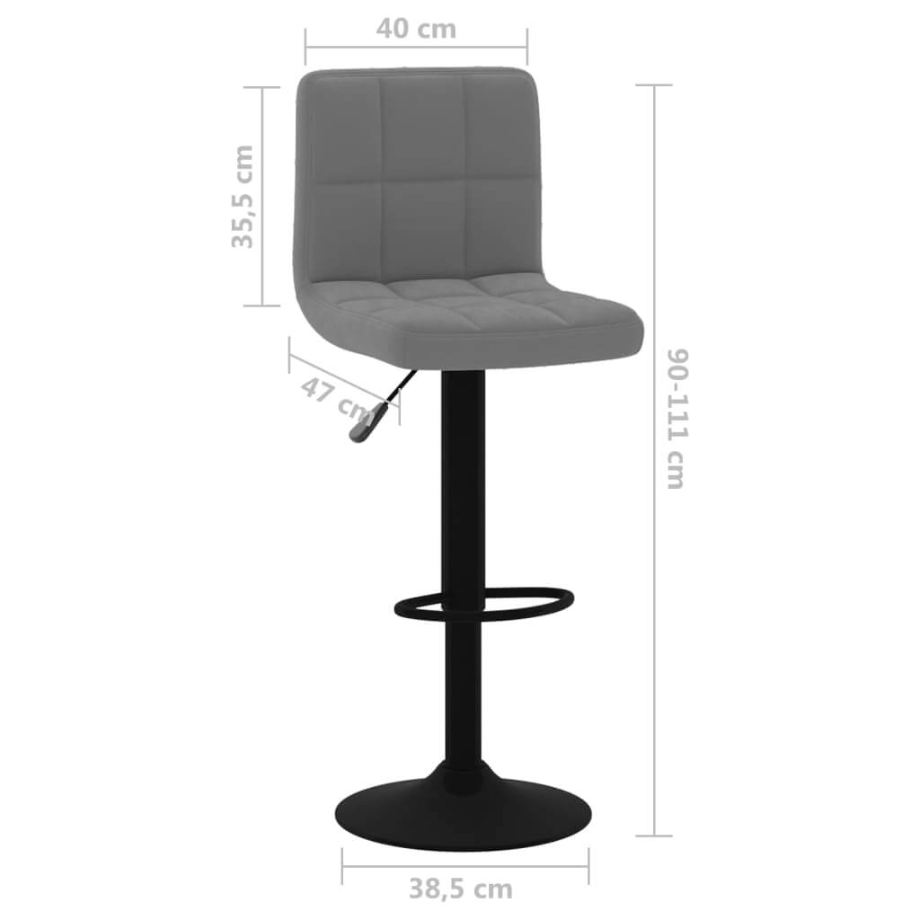 Dark grey velvet bar stool with adjustable height and chrome base, ideal for outdoor patio or garden furniture.