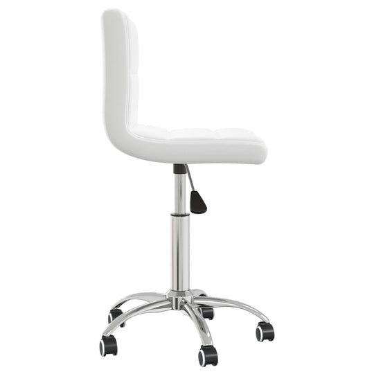 Swivel Office Chair Faux Leather in white with adjustable height and 360-degree castors, side view