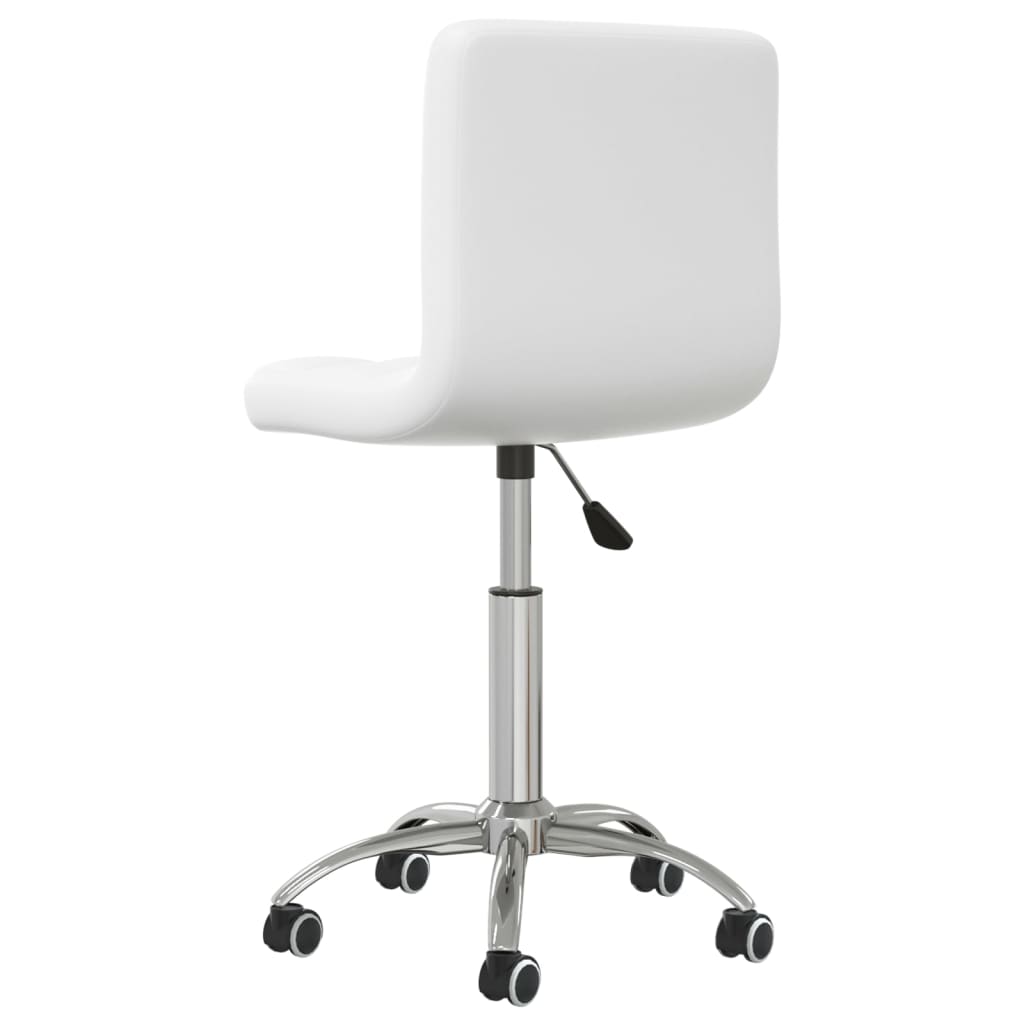 Swivel Office Chair Faux Leather in white with adjustable height and swivel base on castors, perfect for home office use.