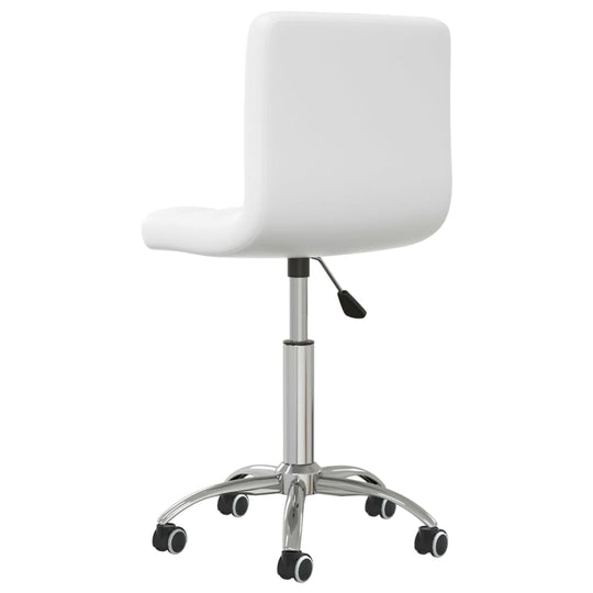 Swivel Office Chair Faux Leather in white with adjustable height and swivel base on castors, perfect for home office use.