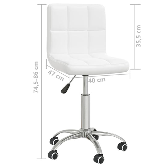 Swivel Office Chair Faux Leather with adjustable height, white faux leather upholstery, and chrome base with wheels