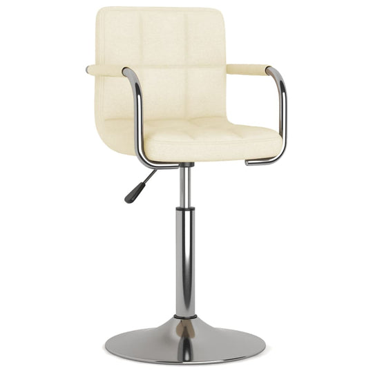 Cream Bar Stool Fabric with chromed steel frame, swivel and adjustable height, offering comfort and flexibility for home bar seating.