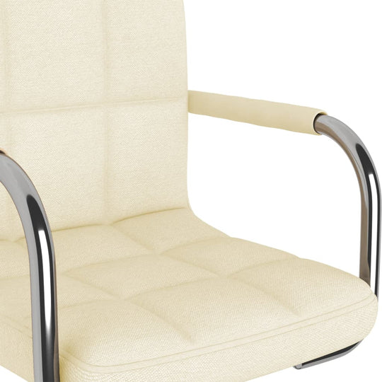 Bar Stool Fabric in cream with chromed steel frame and armrests, offers comfort and modern style.