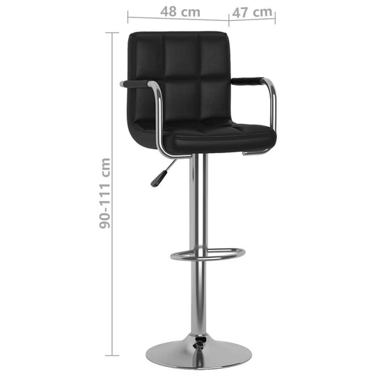 Bar Stool Black Faux Leather