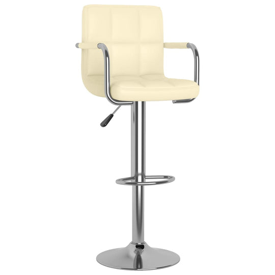 Bar Stool Faux Leather with chromed steel frame and footrest, featuring adjustable height gas lift mechanism for optimal seating comfort.