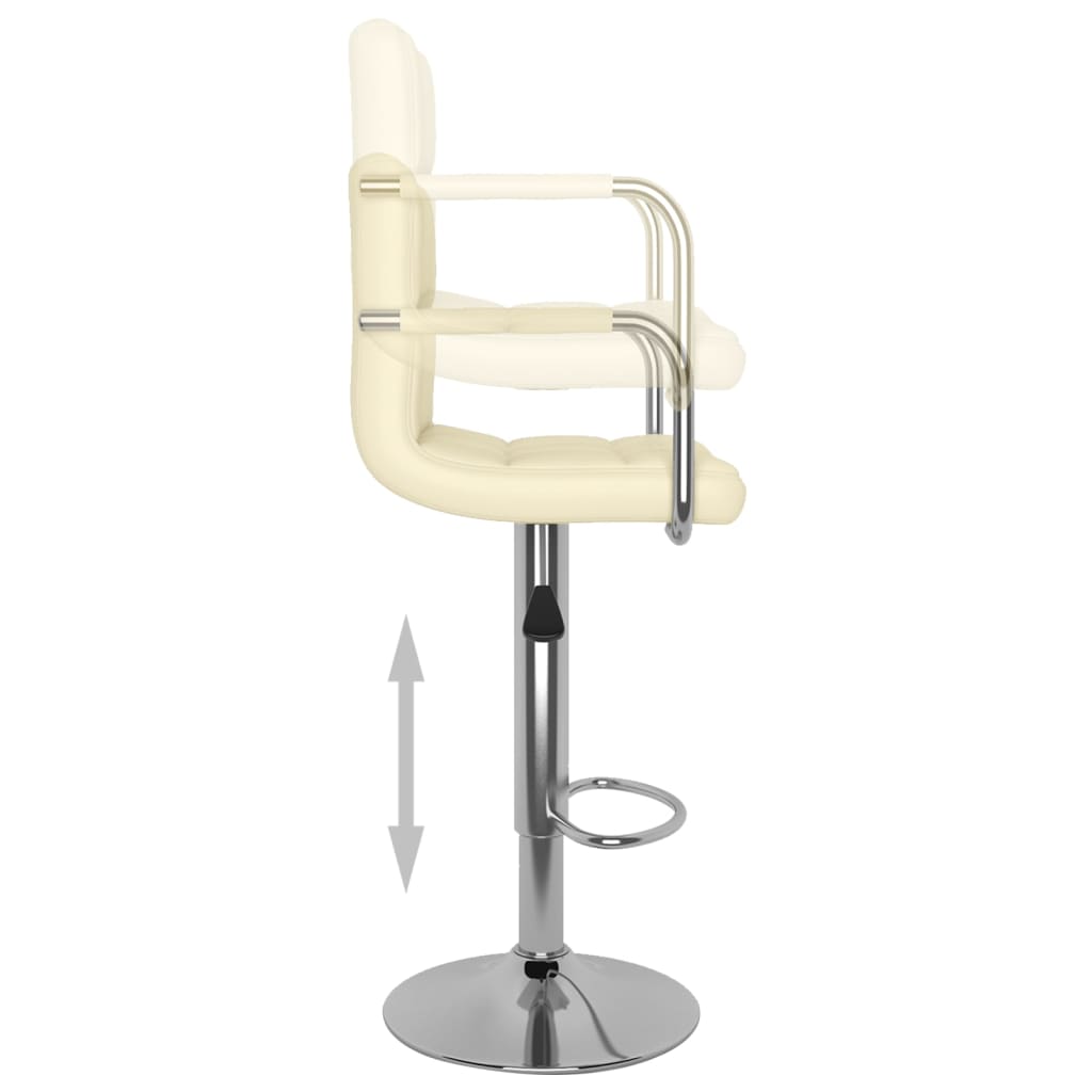 Adjustable Bar Stool Faux Leather with chromed steel frame and footrest, side view showing height-adjust mechanism.