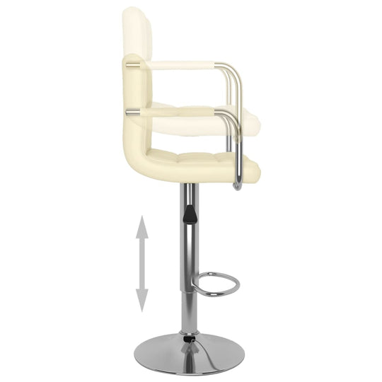 Adjustable Bar Stool Faux Leather with chromed steel frame and footrest, side view showing height-adjust mechanism.