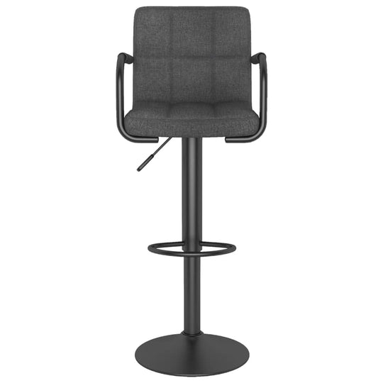 Bar Stools 2 pcs Dark Fabric with adjustable height and footrest, upholstered in soft fabric. Ideal for home or bar use.