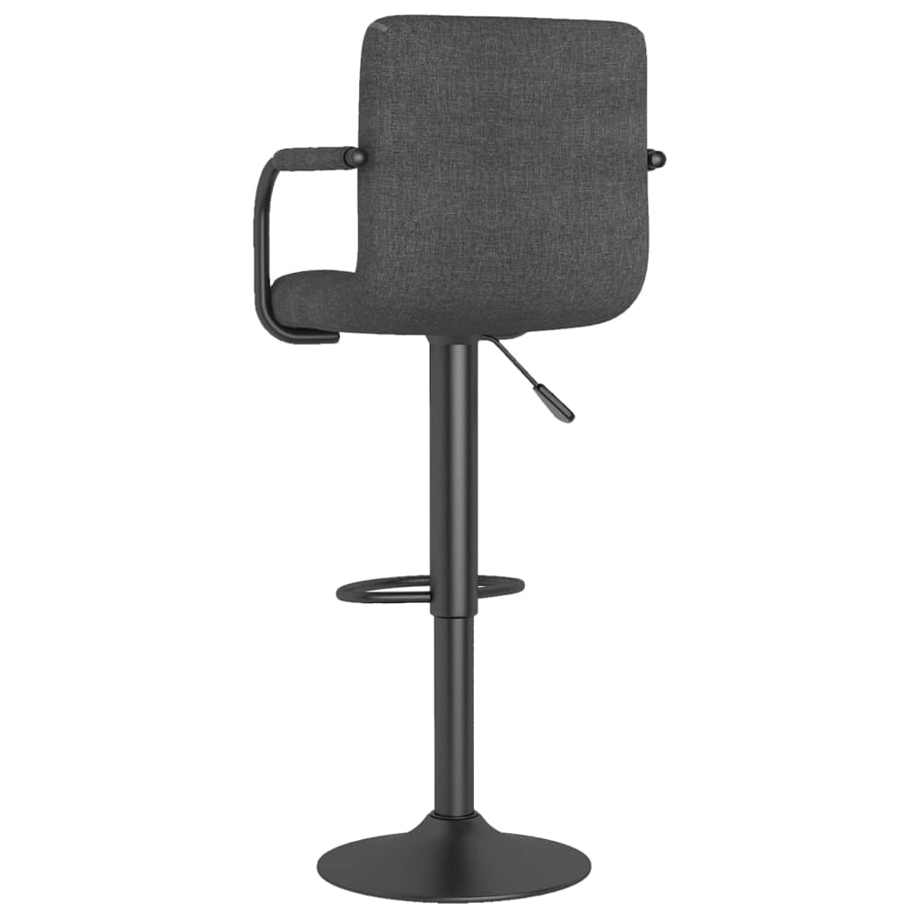 Bar Stools 2 pcs Dark Fabric with adjustable height and footrest, featuring a sturdy powder coated steel frame for optimal comfort.
