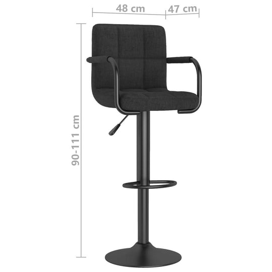 Bar Stools Set of 2 – Fabric Upholstery | Modern Seating for UAE & Dubai with adjustable height and built-in footrest, black