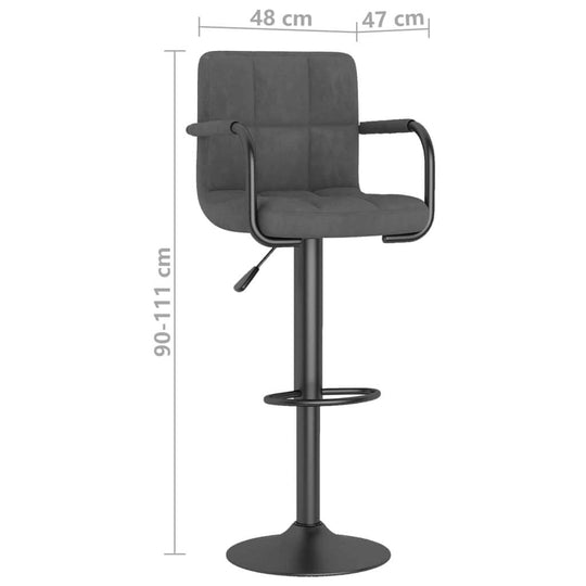 Bar Stools 2 pcs Dark Velvet with adjustable height and footrest, upholstered in soft velvet with sturdy steel frame.