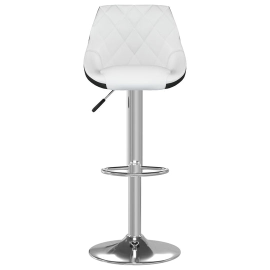 Bar Stools 2 pcs White and Faux Leather with chromed steel base and footrest