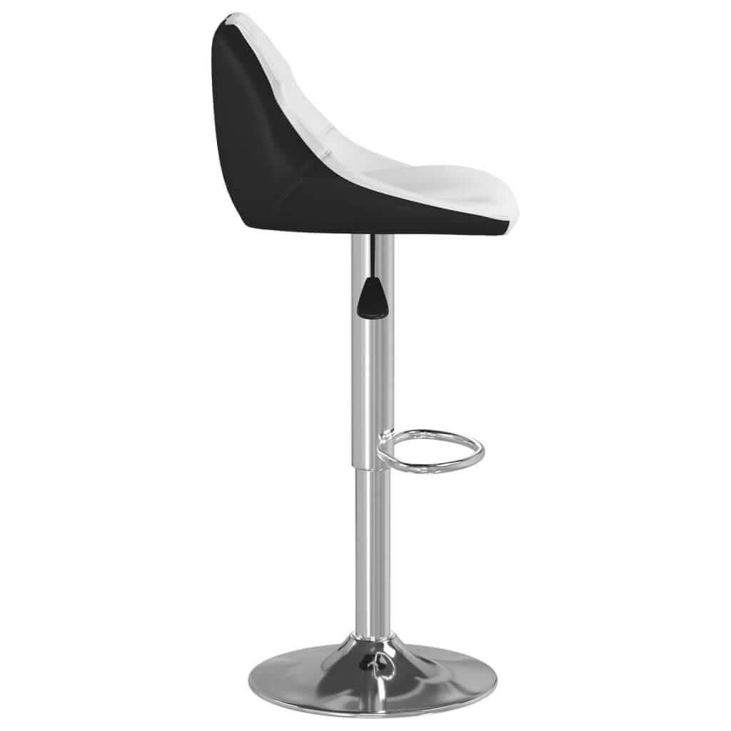 Bar Stools 2 pcs White and Faux Leather with chromed steel frame and adjustable height, featuring a built-in footrest for added comfort.