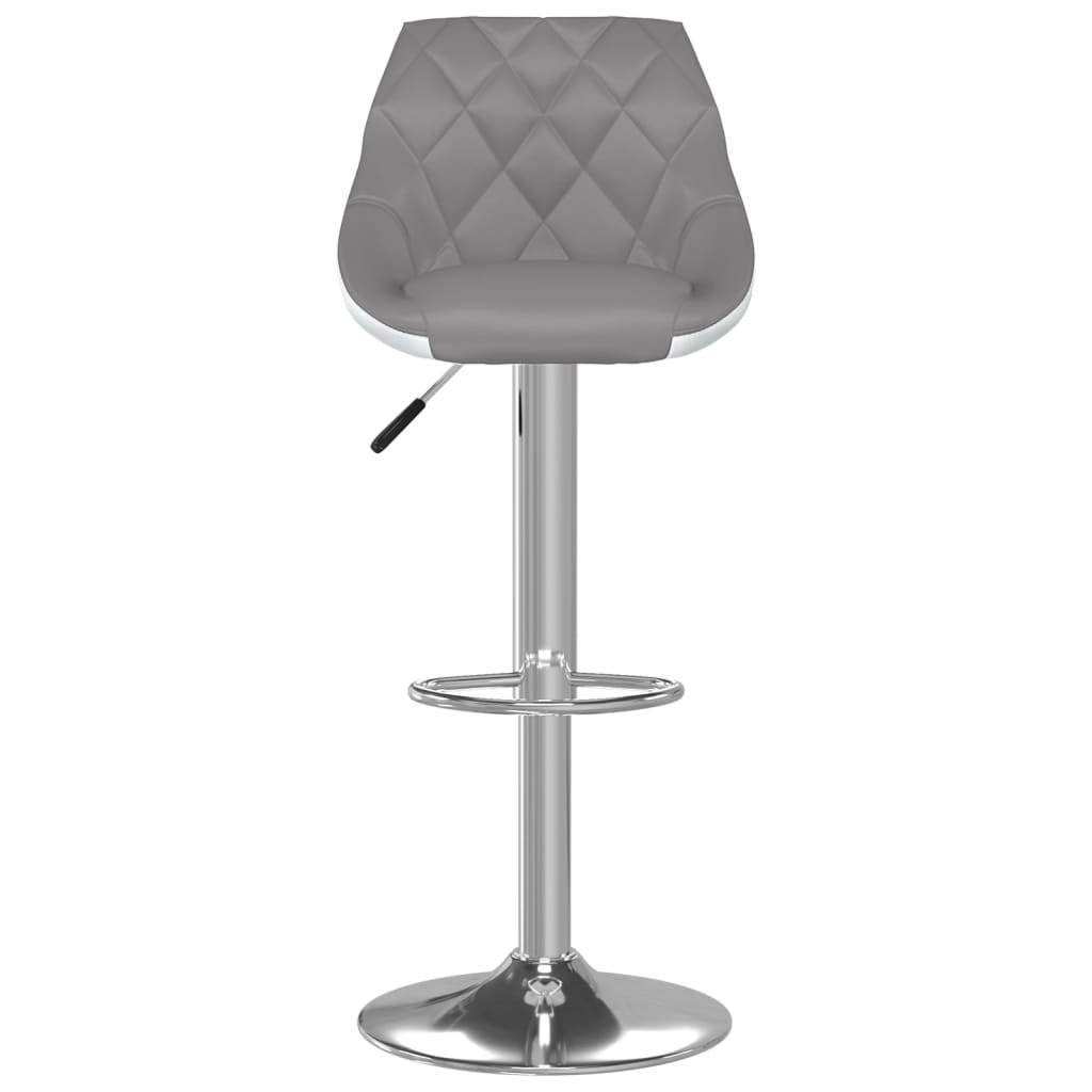 Bar Stools 2 pcs Grey and White Faux Leather